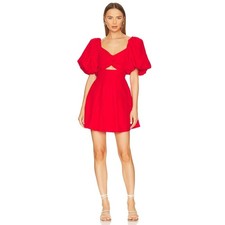 ASTR The Label Serilda Cutout Puff Sleeve Red Lyocell Mini Dress | Size L