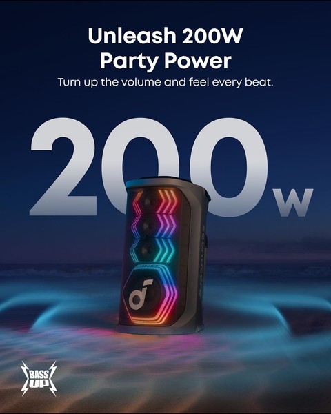 soundcore Rave 3S Altavoz para fiestas con IA y 2 micrófonos inalámbricos, sonido de 200W 4
