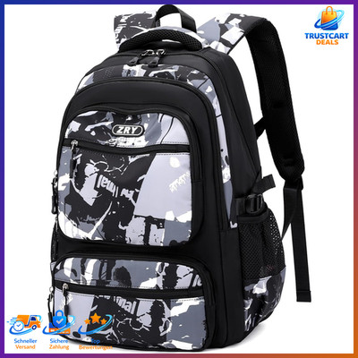Rucksack 40L Schwarz 16 Zoll Laptop Modischer Daypack für Schule Reisen Herren