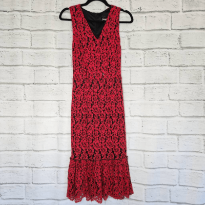 Alexia Admor Womens Floral Lace Sheath Dress Peplum Hem Small