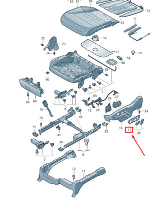 NEU VW TOUAREG 7P MK21 VORNE RECHTS SITZSCHALTERVERKLEIDUNG 7P6882516ENX1