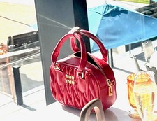 Miu Miu Matelasse Red Leather Hobo Bag