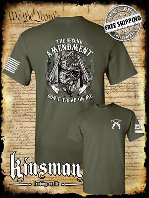 Second Amendment Don't Tread on Me Rattlesnake 2-Sided T-Shirt .45 Revolvers