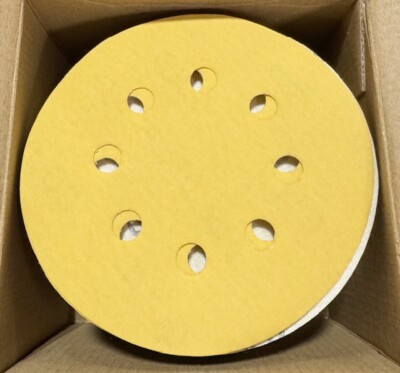 CGW 5'' Hook & Loop Sanding Discs 600 Grit Gold 8 Hole Aluminum Oxide 100 Pack