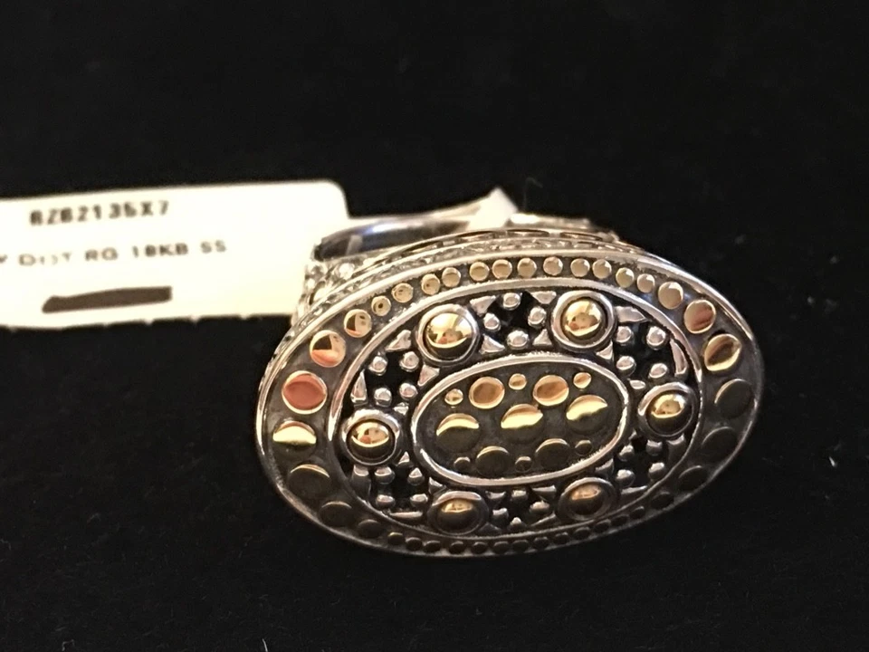 ANILLO JOHN HARDY BICOLOR (18K YG & 925 SS) PUNTO JAISALMER EAST WEST Talla: 7 $695