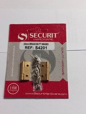 2 x Heavy Duty Solid Brass Butt Hinges 25,38,50,63,75 & 100mm DSW Screws Include