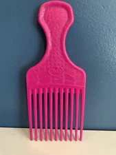 VTG Goody Pick Lift Comb Hot Pink Crocodile Textured 90’s USA Plastic 6.5”