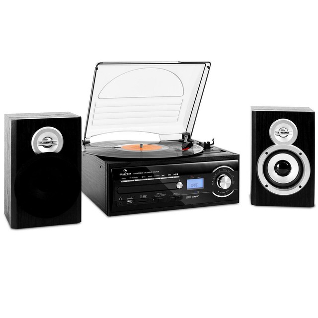 hi fi system with turntable and cassette