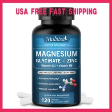 Magnesium Glycinate 500mg 120 Capsules For Sleep Stress Relief Support Bone Lot