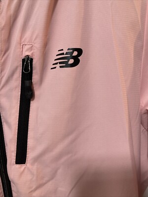 New Balance Pink Windbreaker Jacket Black Trim Women's Size L