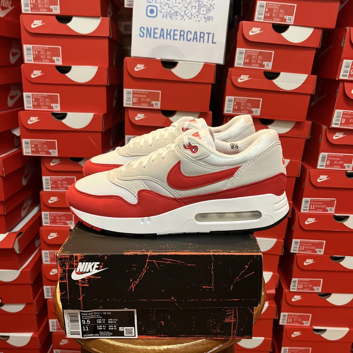 Size 9.5 - Nike Air Max 1 '86 OG Low Big Bubble - Red W