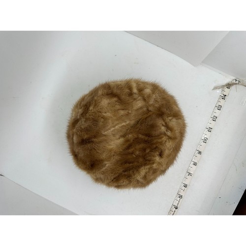 Fur Pillbox Hat Vintage Cecile New York Original USA Brown Prop Dress Up - Picture 8 of 10