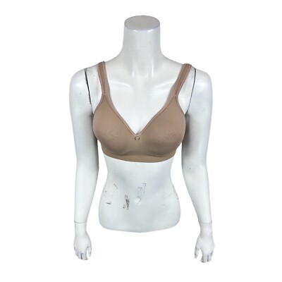 Breezies Women's Diamond Jacquard Seamless Wirefree Bra Latte Brown 42C Size