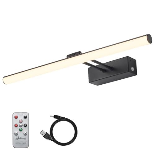 Picture Light, Remote Control Art Light with Brightness Dimmable, Black Round - Picture 1 of 6