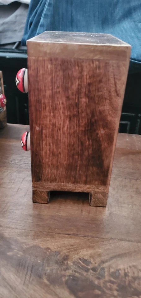 Jewelry Box-Made in India Wooden 4 Drawer Storage Ceramic Handpaint Fair Trade - Image 3 of 3