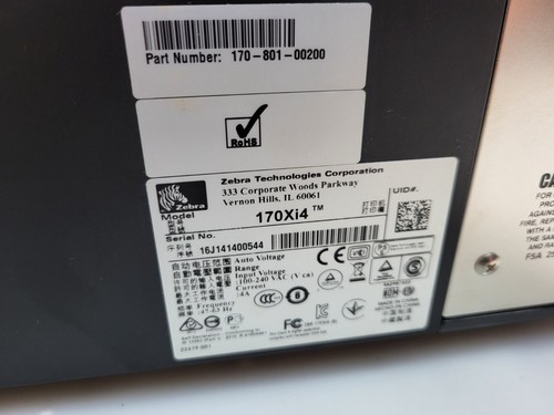 ZEBRA 170XI4 300DPI 170-801-00200 THERMAL BARCODE LABEL PRINTER - Picture 6 of 6