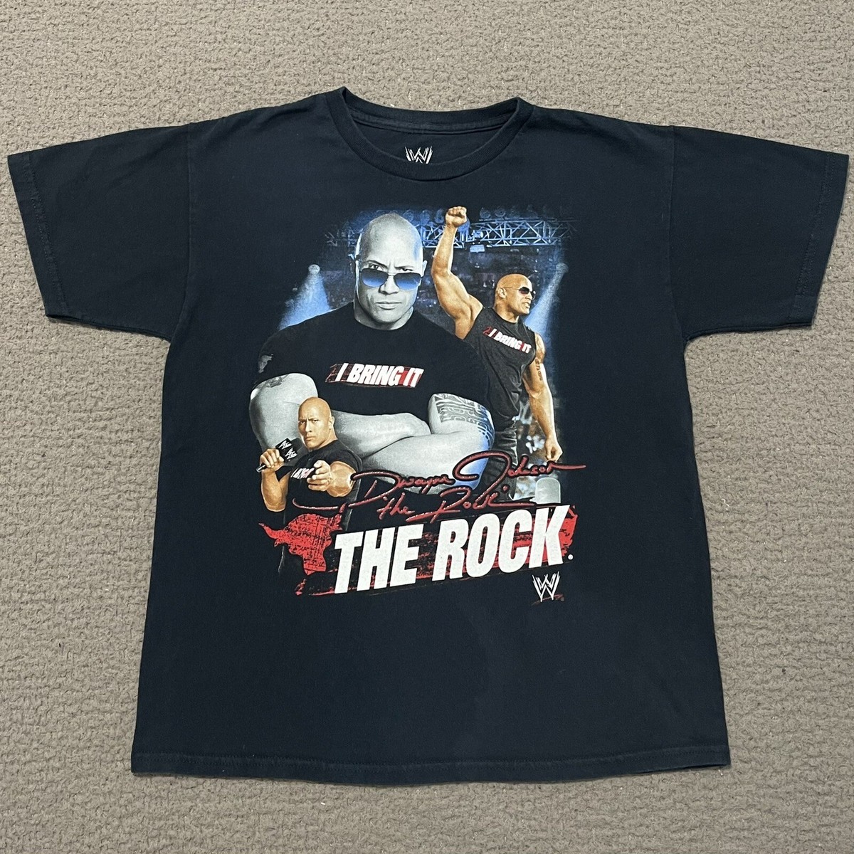 WWE T Shirt Boys 18/20 Black Dwayne The Rock Johnson I Bring