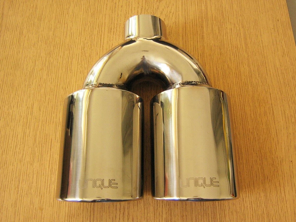 Doppia Uscita Marmitta Terminale Di Scarico 49mm Doppio Universale Audi S8 Look - Immagine 2 di 4