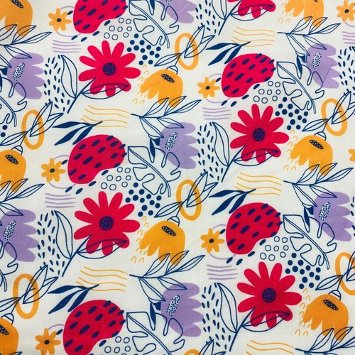 Polyester Popline Fabric Floral Printed 2 Way Stretch 55" Wide Sold By Unit - Picture 7 of 20