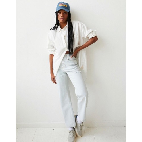 Free People The Ragged Priest Thigh Cut Dad Jeans Sz. 28 NWT Light-Wash - Picture 2 of 12