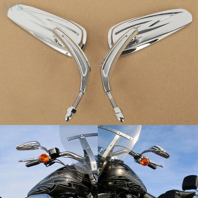 Espejos retrovisores de vidrio tribal cromados Teardrop X2 para Harley Davidson 2005 VRSCSE SE V-Rod Foto 4 de 4