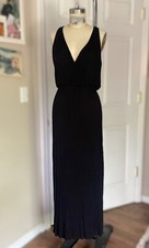 URBAN OUTFITTERS Black Draped Waist V-neck stretch Goddess MAXI Dress *SMALL*