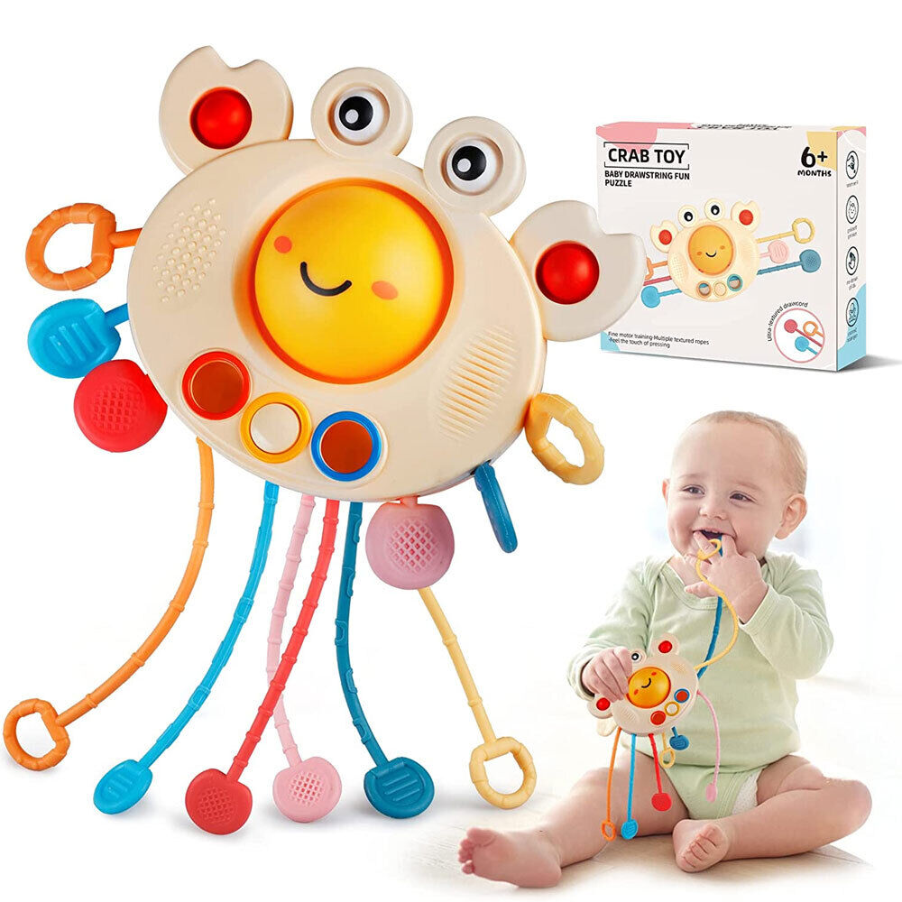 Baby Sensory Development Toy Crab Pull String Toy Toddler Educational Toys UK