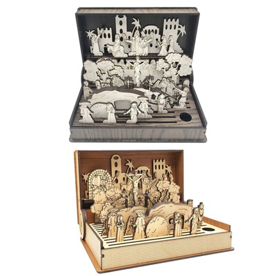 Family Easter Holy Week Gift, Handmade Wooden Holy Week Book Playset, Home Decor
