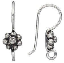 Ear Wire, 5 Pair Antiqued Silver Plated Copper 18 Gauge 23mm Fishhook Earrings