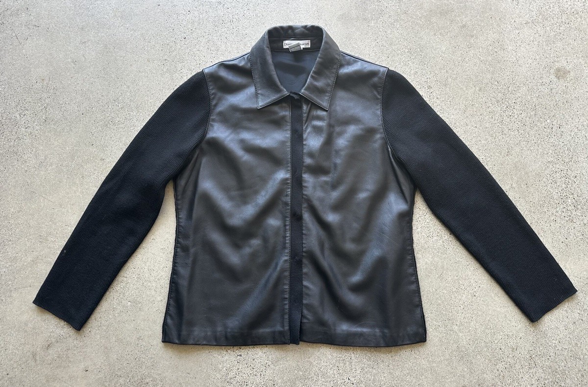 Vintage Draper's & Damon's Leather & Acrylic Button Up Sweater