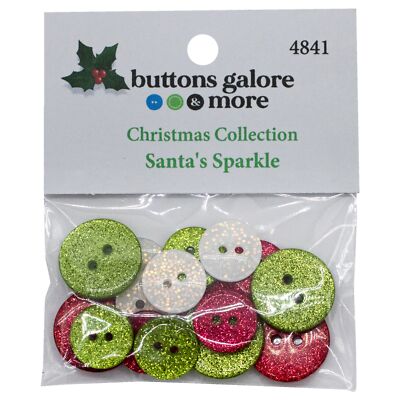 Buttons Galore Christmas Themed Buttons-Santa's Sparkle 16/Pkg