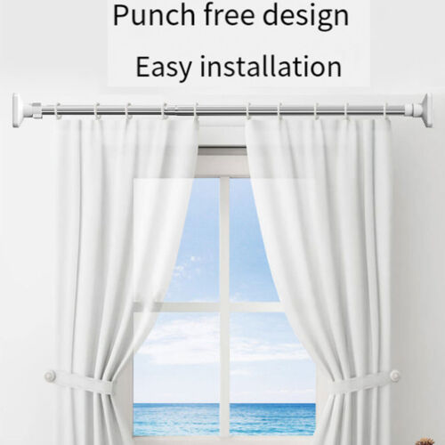 Adjustable Curtain Tension Rod Extendable Rack Shower Wind Curtain Closet Pole - Picture 2 of 12