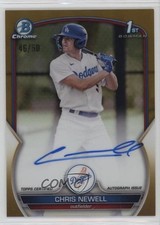 2023 Bowman Chrome Prospect Gold Refractor 46/50 Chris Newell #CPA-CN Auto 03wr
