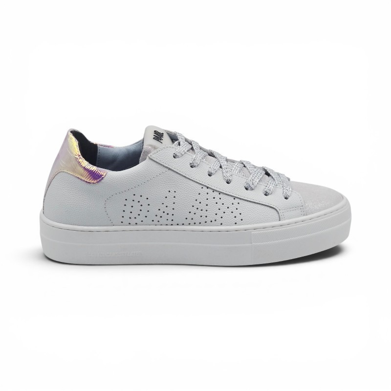 P448 Scarpe donna TG 36 Sneakers S23THEA Bianco Rosa Pelle