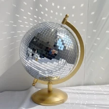 Disco Ball Globe Home Decor Statues Classic Tabletop Art Sculpture Gold Disco...