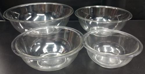 4 Vintage Pyrex Clear Nesting Glass Mixing Bowls 322,323,325,326