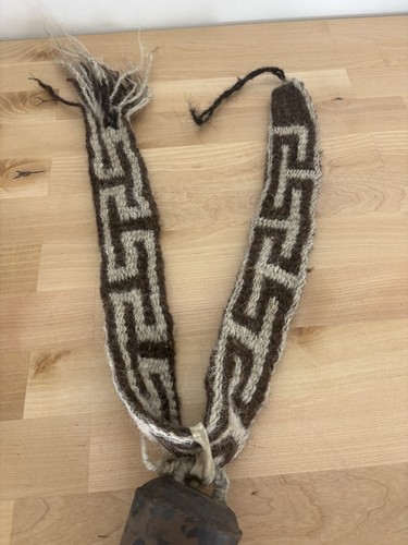 Vintage - Antike Yak Kuhglocke mit Wollgewebeband - Bild 11 von 14