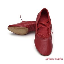 Women Ladies Black Red Teacher Ballroom Ballet Leather Practice Dance Shoes