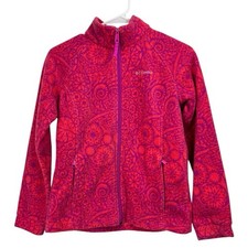 Columbia Size L 14-16 Girl Full Zip High Neck Pocket Fleece Athletic Jacket