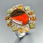 Handmade 7 ct+ Natural Ammolite Ring 925 Sterling Silver Size 9 /R461975
