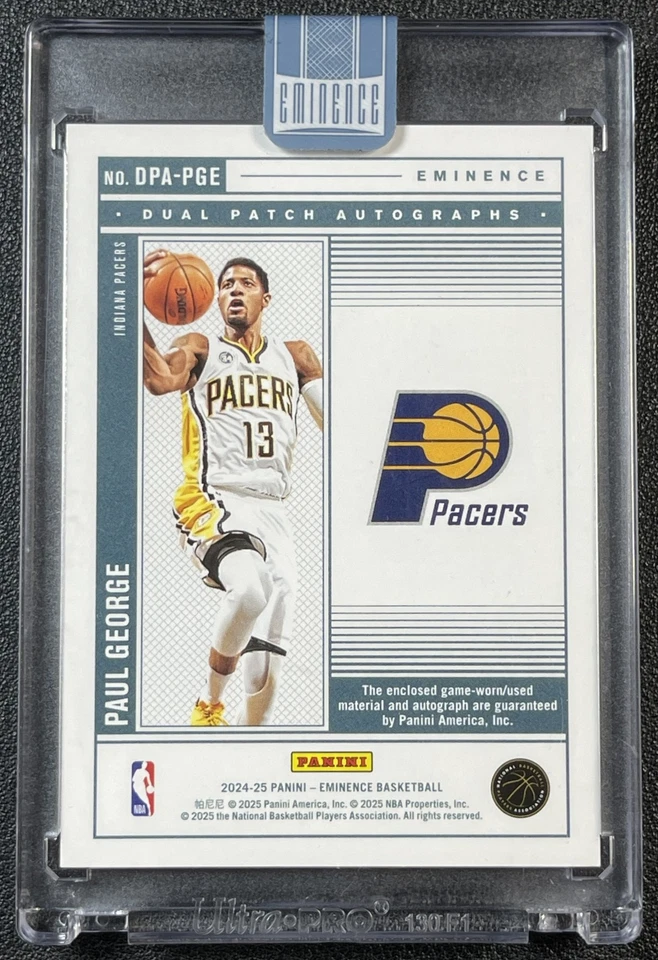 PAUL GEORGE 2024-25 PANINI EMINENCE DUAL GAME-USED LOGO PATCH AUTO GOLD 4/5 - image 2 of 2