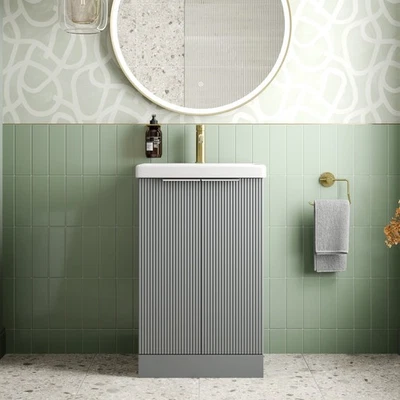 AFFINE Bathroom Vanity Unit Basin Sink Free Standing 500mm Door Cabinet Storage Grey