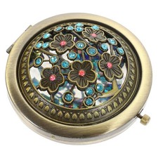 Tinksky Folding Pocket Mirror Round Compact Mirror Double-sided Makeup Mirror R