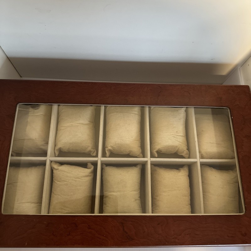 Beautiful Faux Finish 10 WATCH STORAGE BOX - Clear Plastic Top
