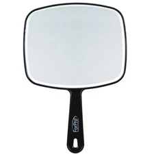 Hand Mirror with Handle 6.3"x9.6" Black Portable Makeup & Grooming Mirror