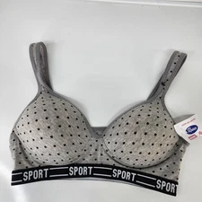 Sports Bra Women’s M Gray Black Polka Dot Padded Molded/Formed Cups Active
