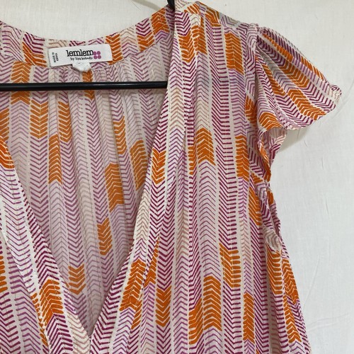 Lemlem Orange Pink Gold Printed Mini Tent Dress Ruffled V Neck - Small - Picture 7 of 20