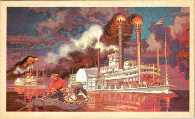 Boatmen's Bank Steamboat Race Card 1960s Dean Cornwell