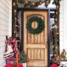 24 inch Pre-Lit Artificial Christmas Wreaths w/50 LED Light Indoor Outdoor Decor