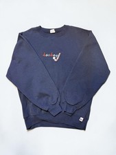 Scarce 1990s Made In USA Russell Athletic Sweatshirt Navy Blue Hockey Logo M